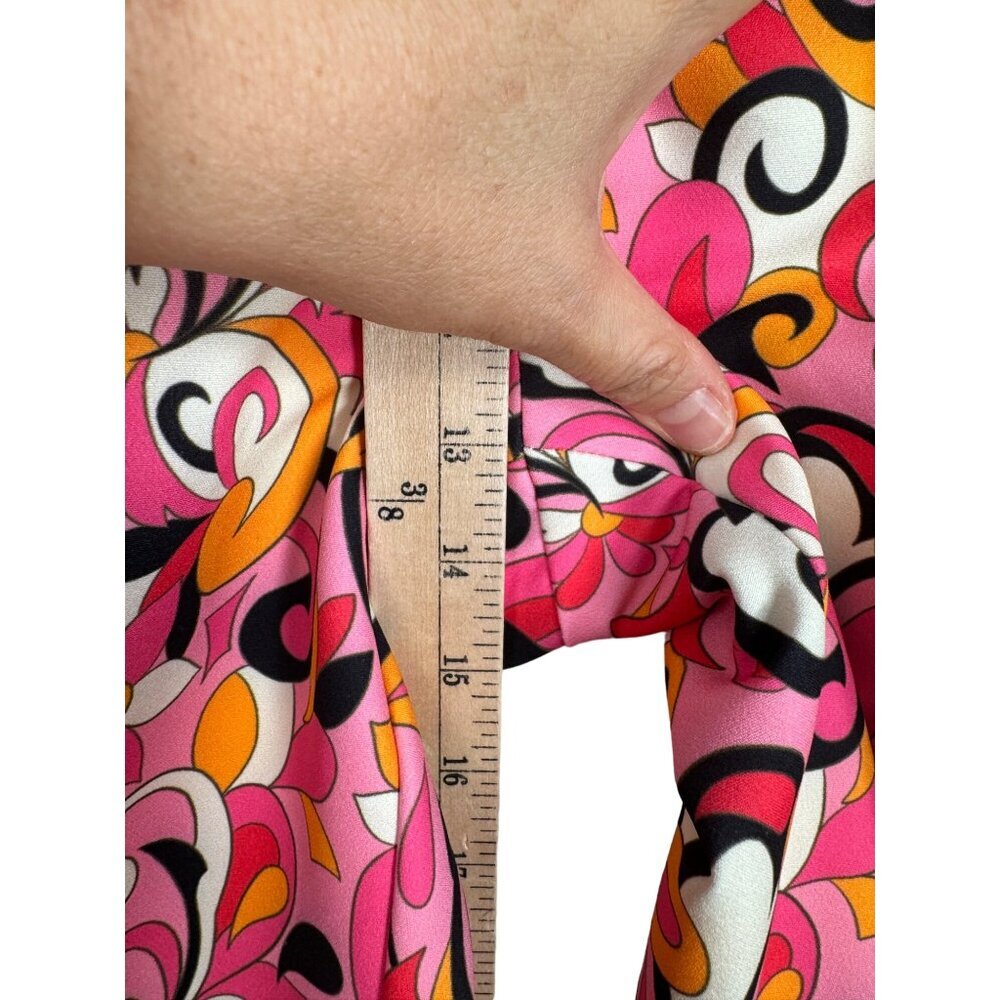 Zara Printed HR Trouser Pants Tapered Leg Floral Barbie Pink cropped Sz XL - Picture 6 of 10